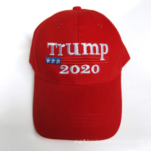 Hot wholesale 6 panel cotton embroidery campaign election red cap trump 2020 hat
